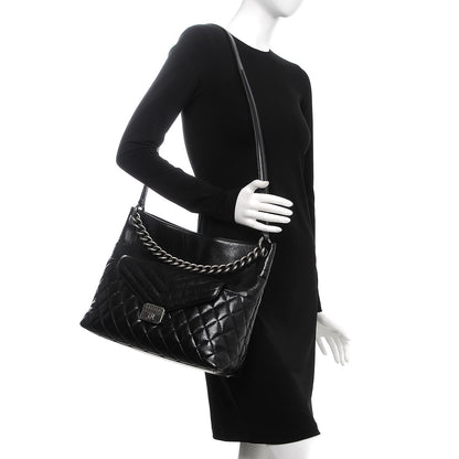 Chanel Aged Calfskin Quilted Mad About Quilting Hobo Black 2 of 9