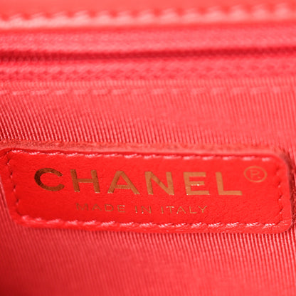 Chanel Lambskin Quilted Large Pearl Chain Flap Bag Red 6 of 10