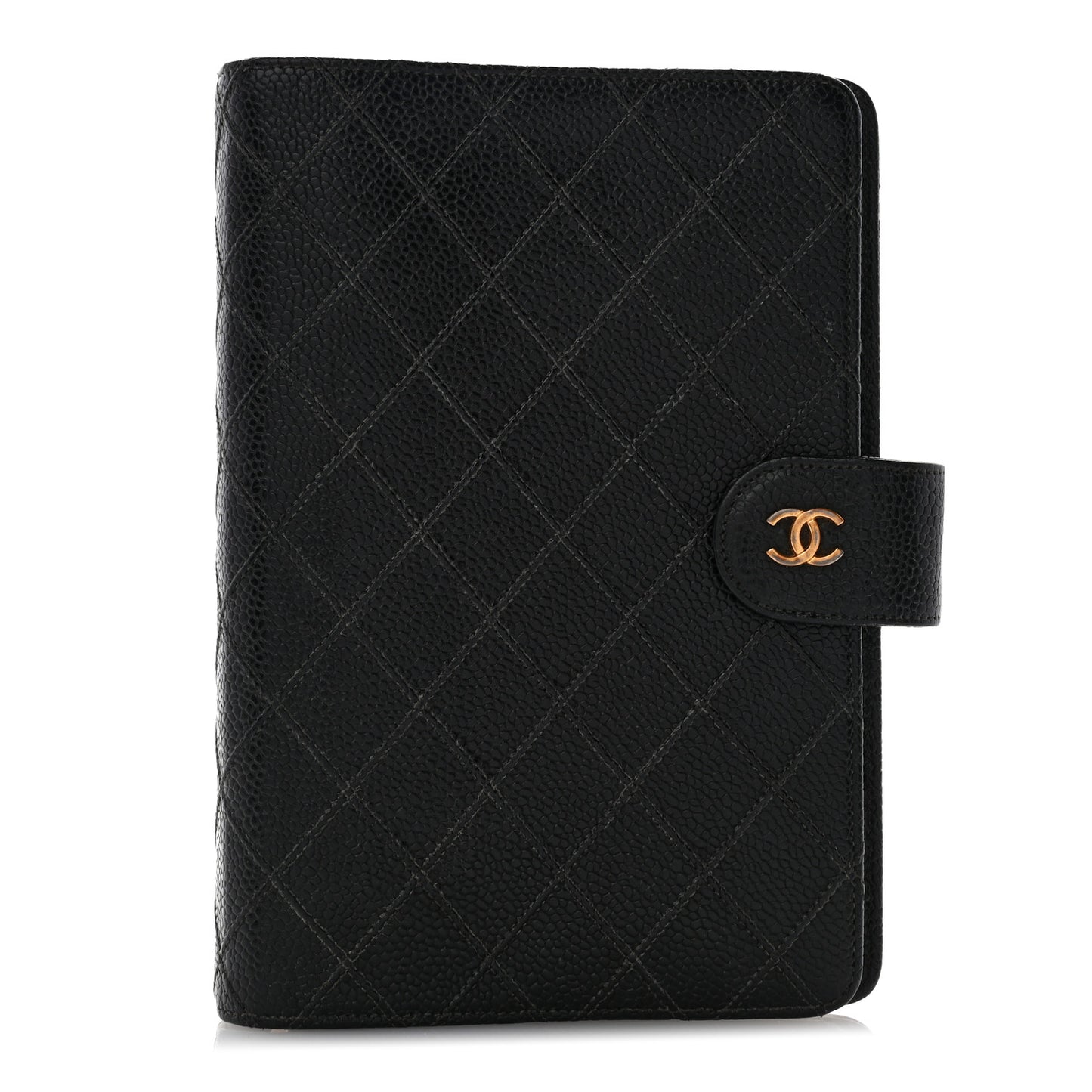 Caviar Quilted CC Ring Agenda Planner Black