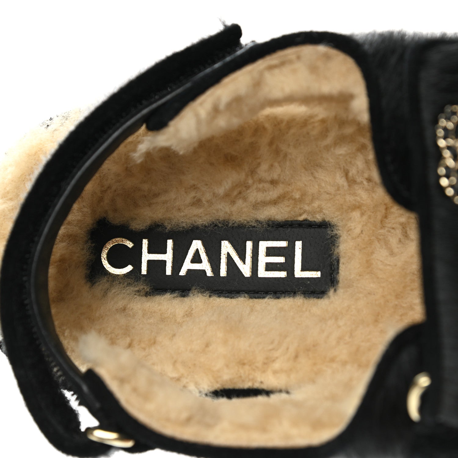 Chanel Calfskin Hair Suede Shearling Dad Sandals 39 Black 7 of 9