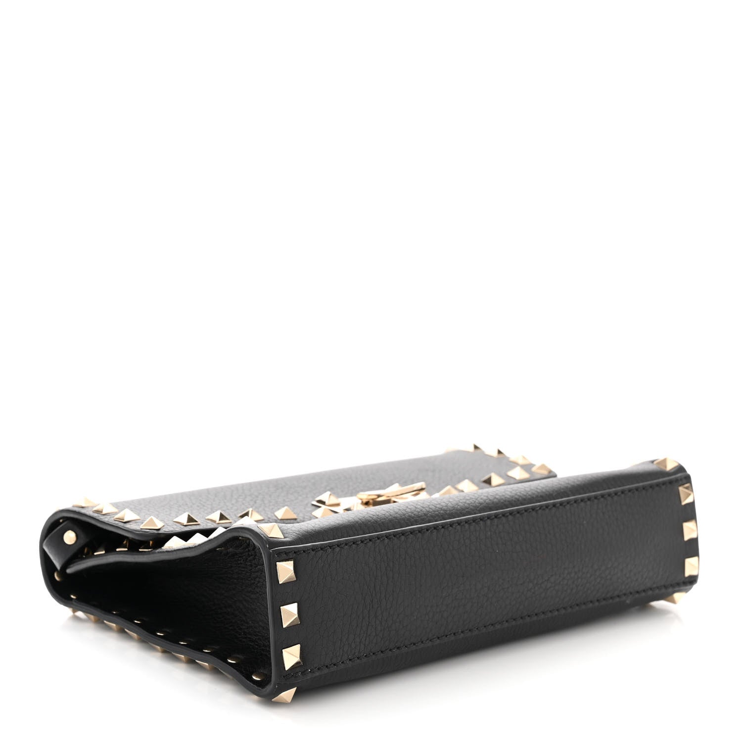 Valentino Garavani Pebbled Calfskin Medium Rockstud Flip Lock Crossbody Bag Black 4 of 9