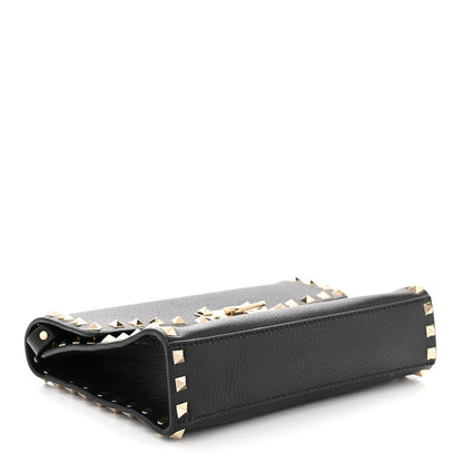 Valentino Garavani Pebbled Calfskin Medium Rockstud Flip Lock Crossbody Bag Black 4 of 9