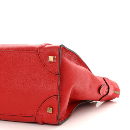 Celine Drummed Calfskin Mini Luggage Coquelicot 9 of 9
