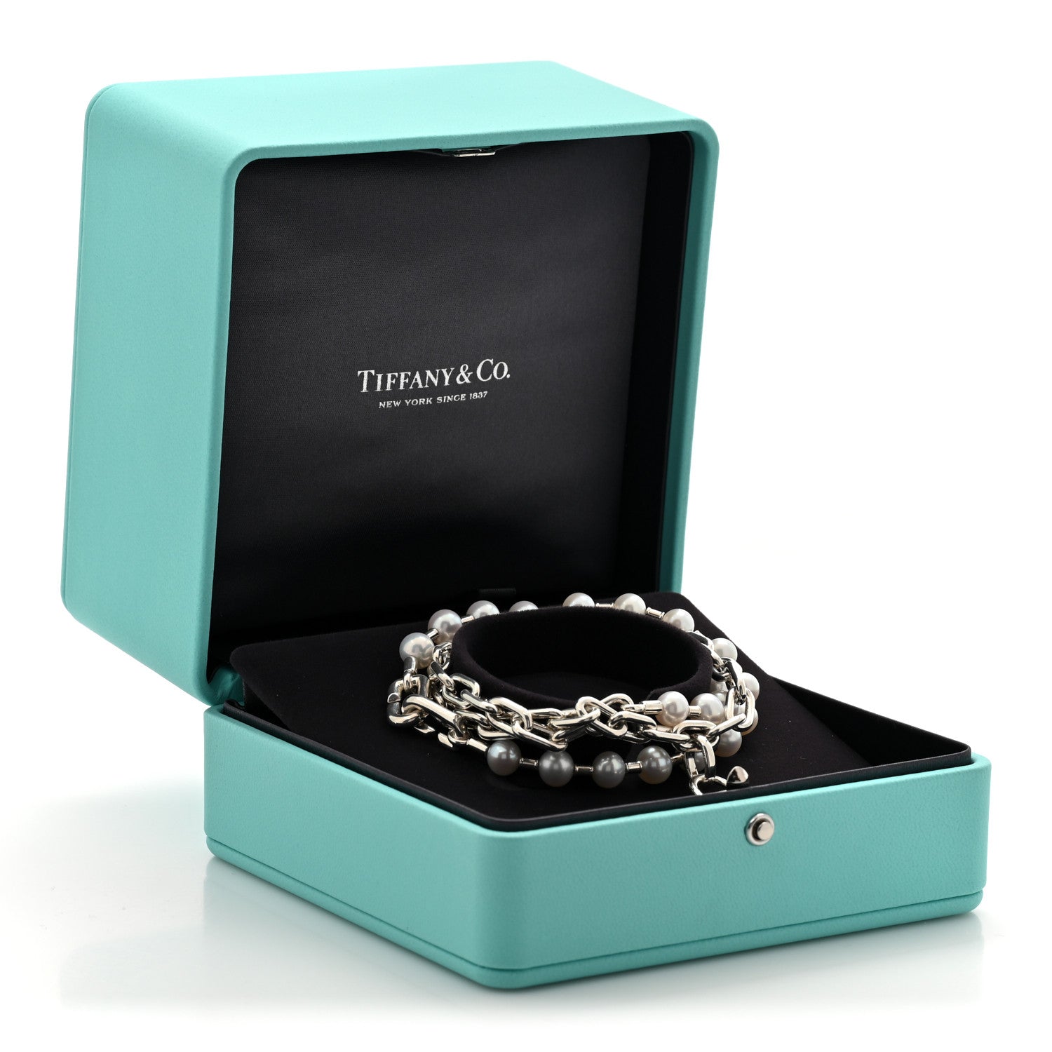 Tiffany Sterling Silver Freshwater Cultured Pearl HardWear Lock Bracelet 6 of 6