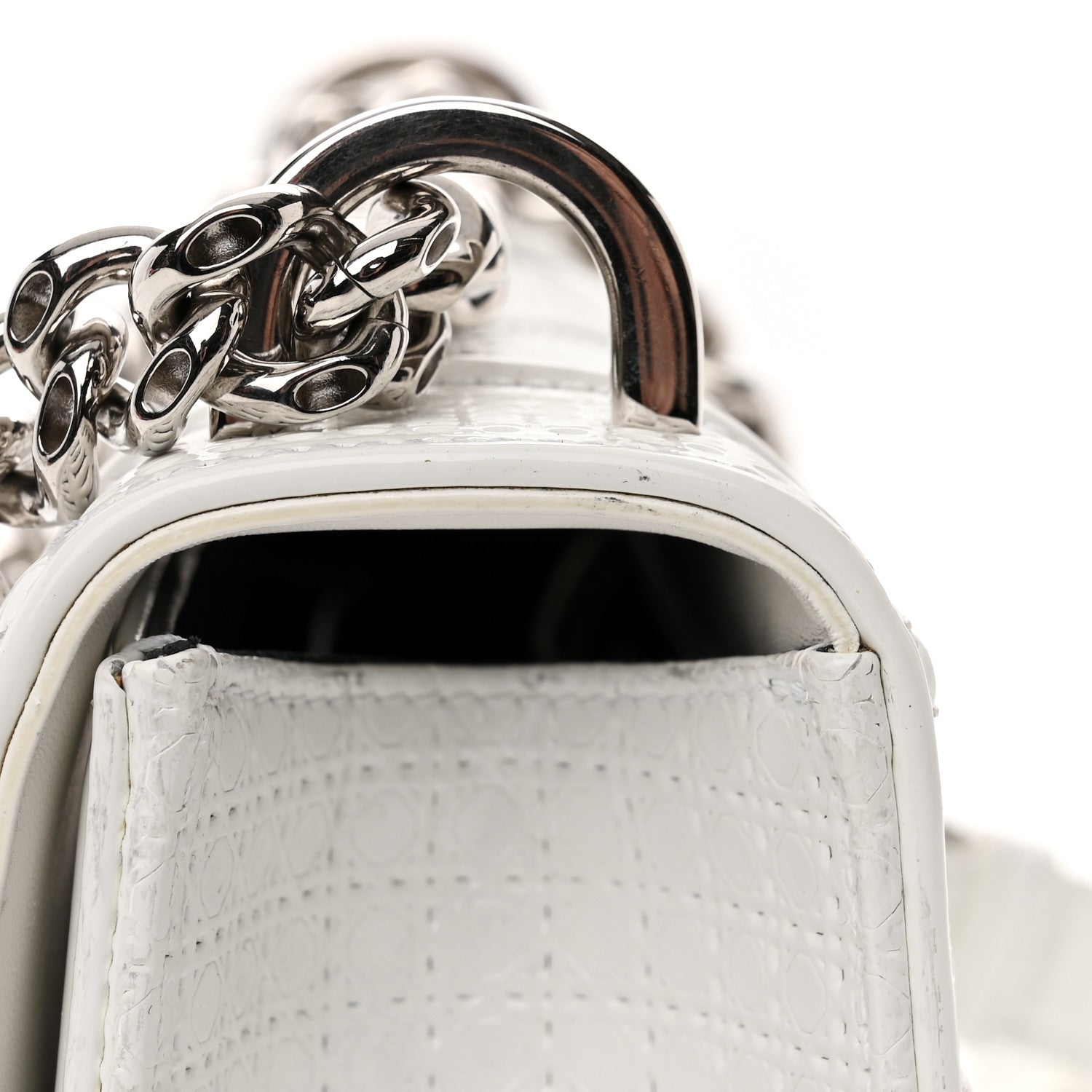 Christian Dior Patent Micro-Cannage Small Diorama Flap Bag White 13 of 18