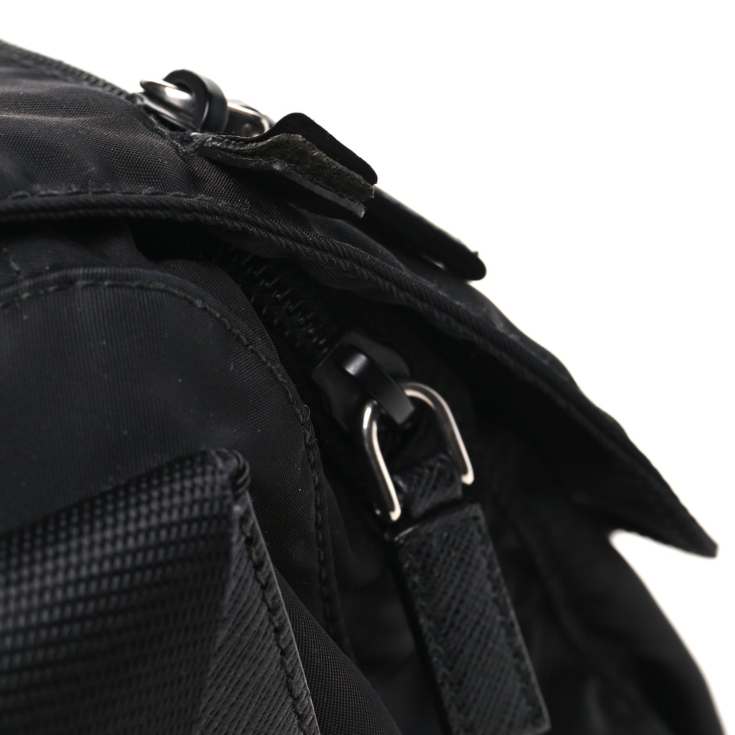Prada Tessuto Nylon Saffiano Double Buckle Messenger Shoulder Bag Black 11 of 11