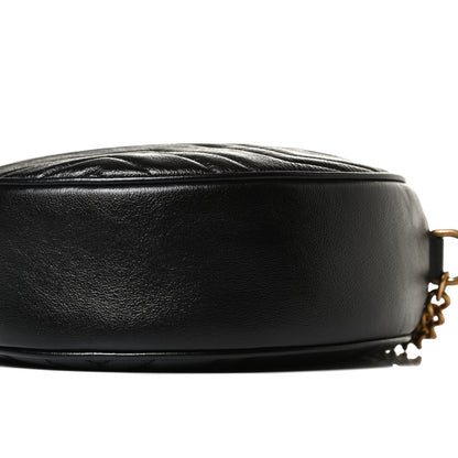 Gucci Azalea Calfskin Matelasse Heart Mini GG Marmont Round Shoulder Bag Black 10 of 12