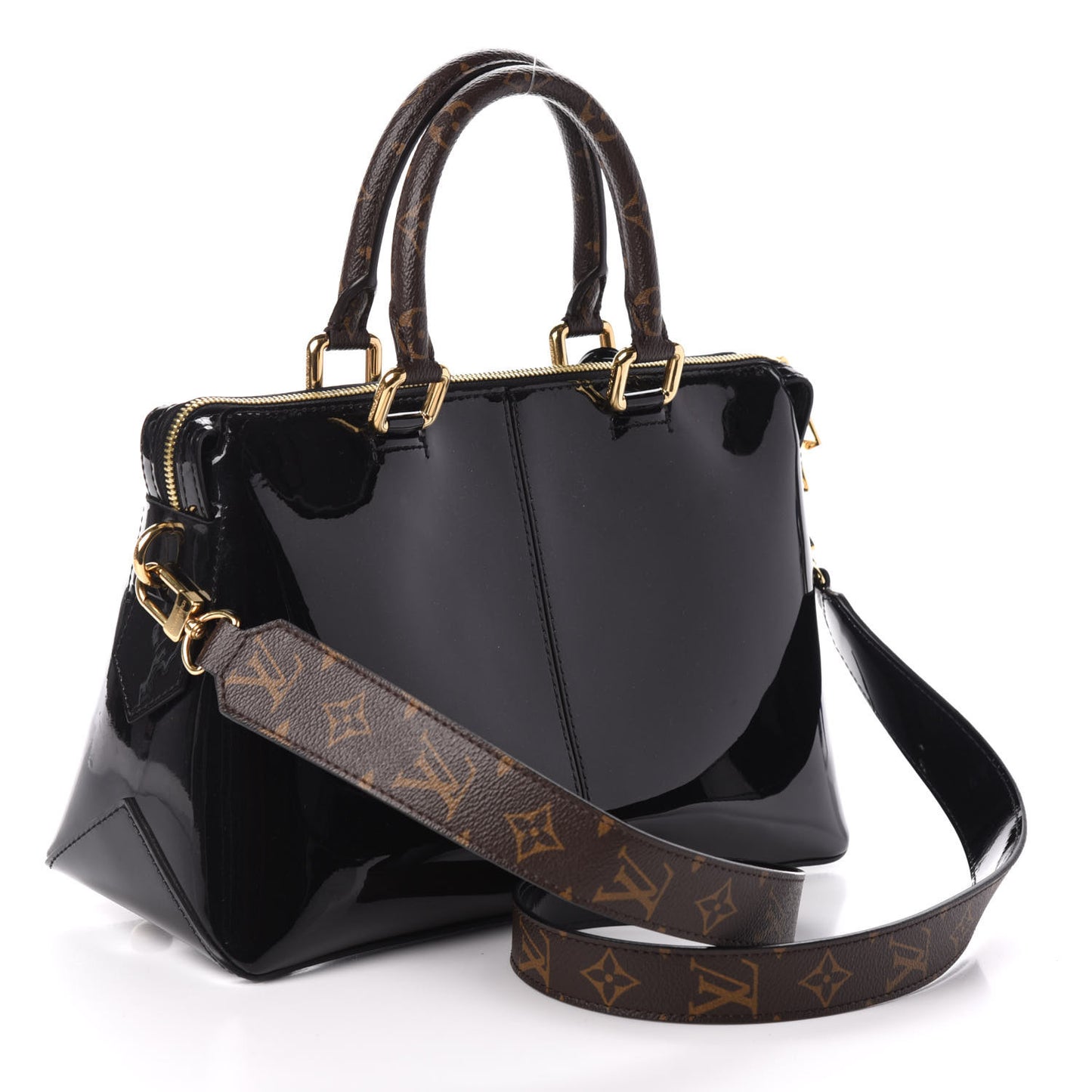 Patent Calfskin Miroir Tote Black