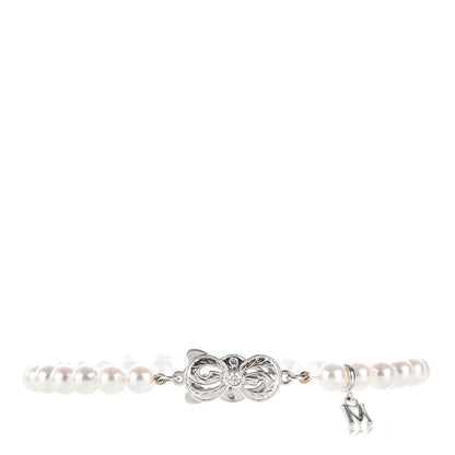 Mikimoto 18K White Gold Diamond Akoya Cultured Pearl 5mm Strand Bracelet 1 of 8