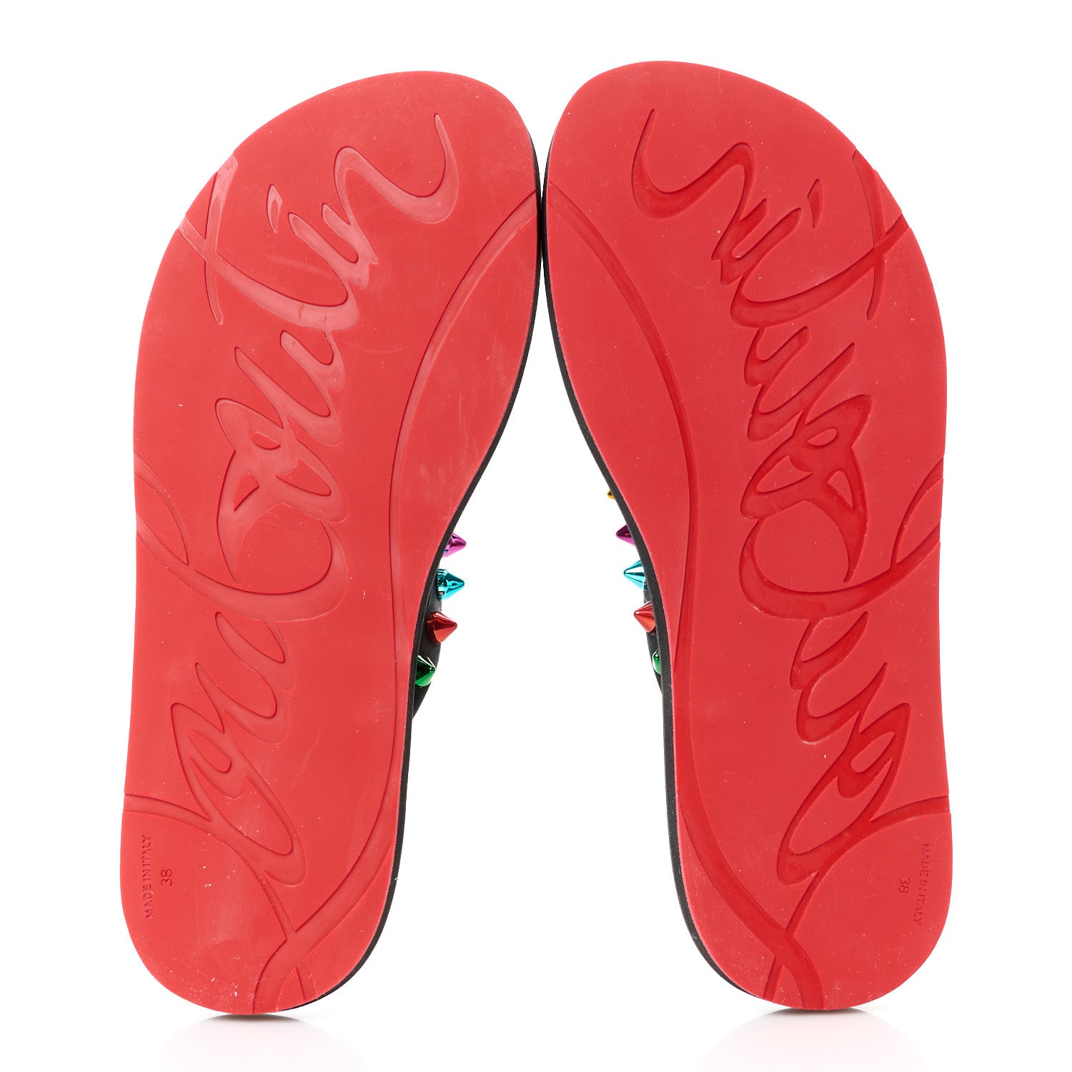 Christian Louboutin Rubber Spike Loubi Donna Flip Flop 38 Black Multicolor 5 of 8