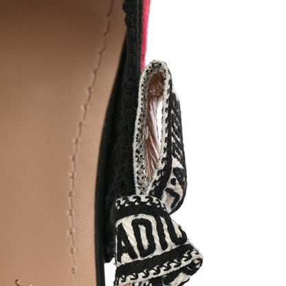 Christian Dior Canvas Bandana Ribbon Embroidered J'Adior Slingback 100mm Pumps 37.5 Black Red 13 of 13