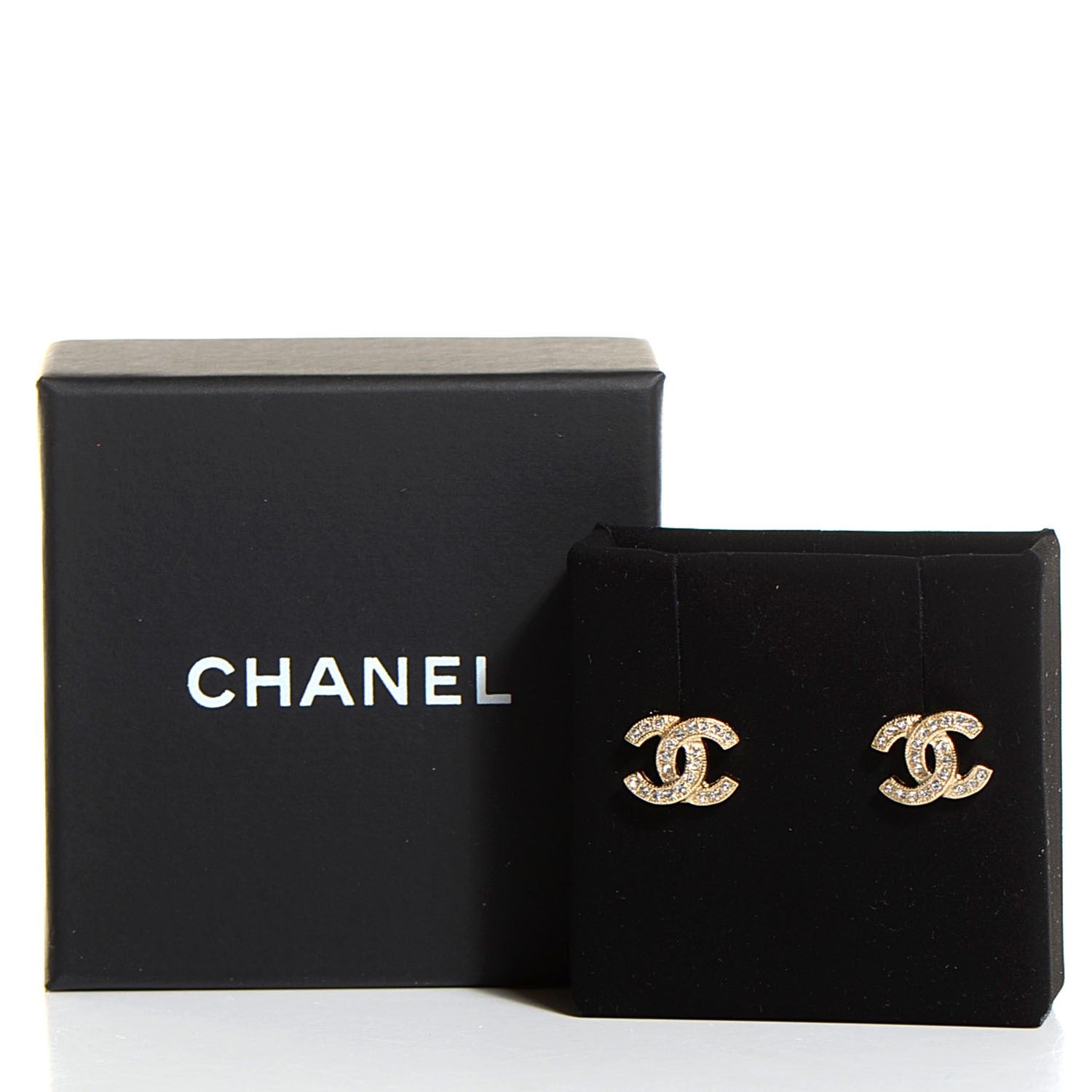 Chanel Crystal CC Earrings Gold 5 of 5