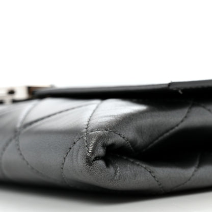 Chanel Metallic Lambskin Quilted Retro Label Clutch Charcoal Grey 11 of 14