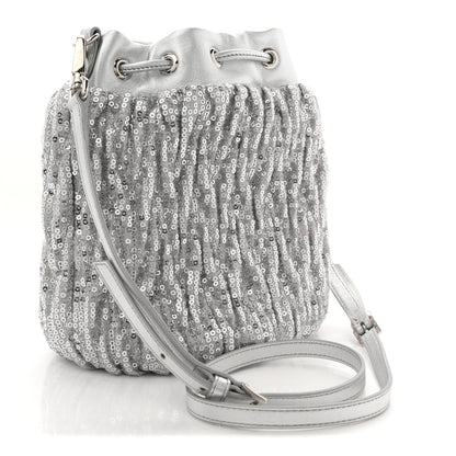 Miu Miu Paillettes Mate Bucket Bag Argento 3 of 11