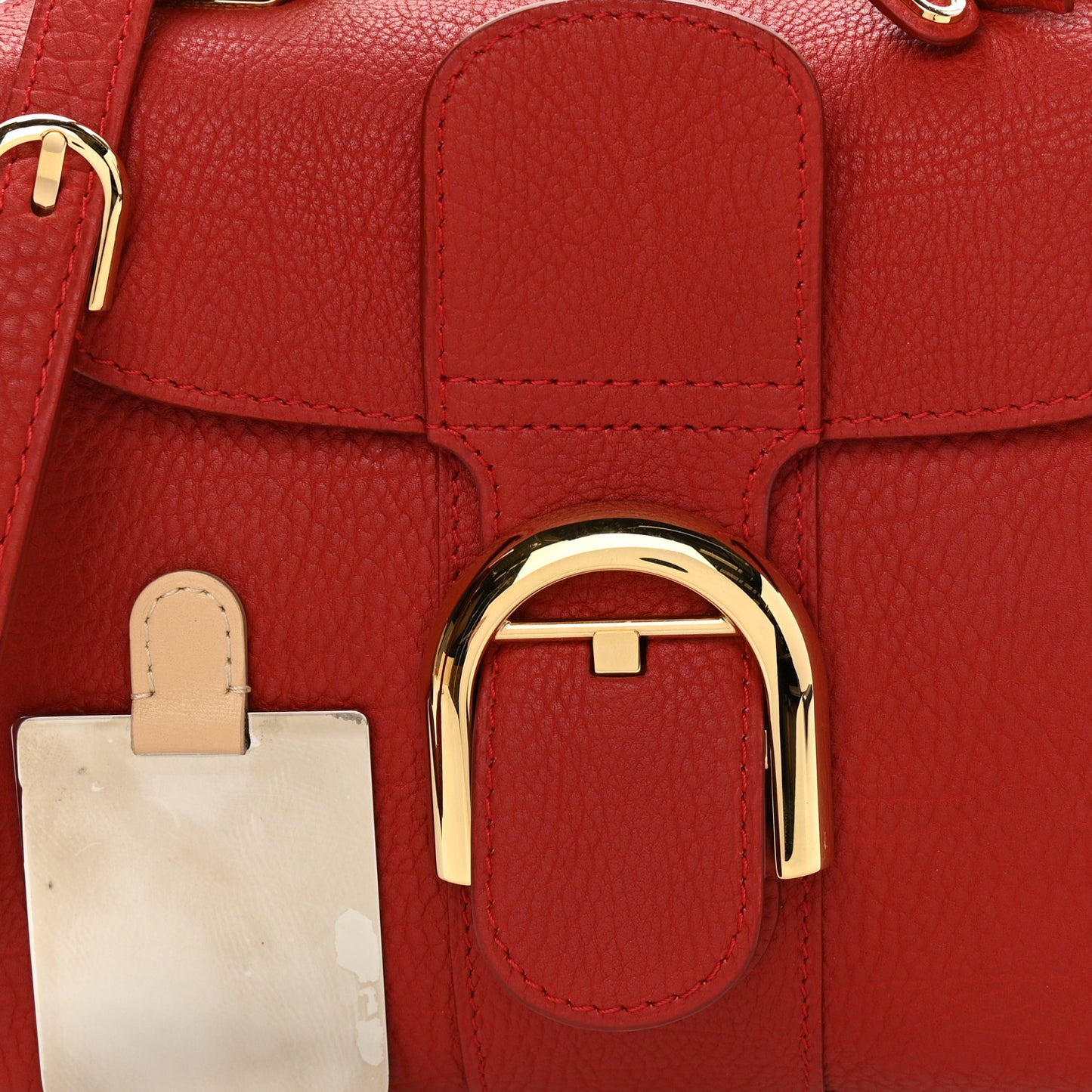 Crispy Calfskin Mini Brillant Satchel Scarlet Red