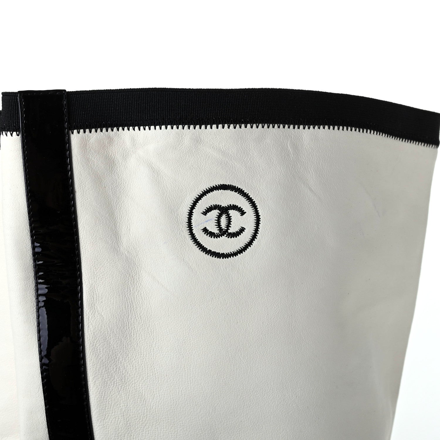 Chanel Lambskin Patent Cap Toe Over the Knee Boots 37 White 5 of 8