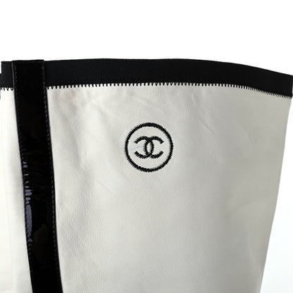 Chanel Lambskin Patent Cap Toe Over the Knee Boots 37 White 5 of 8