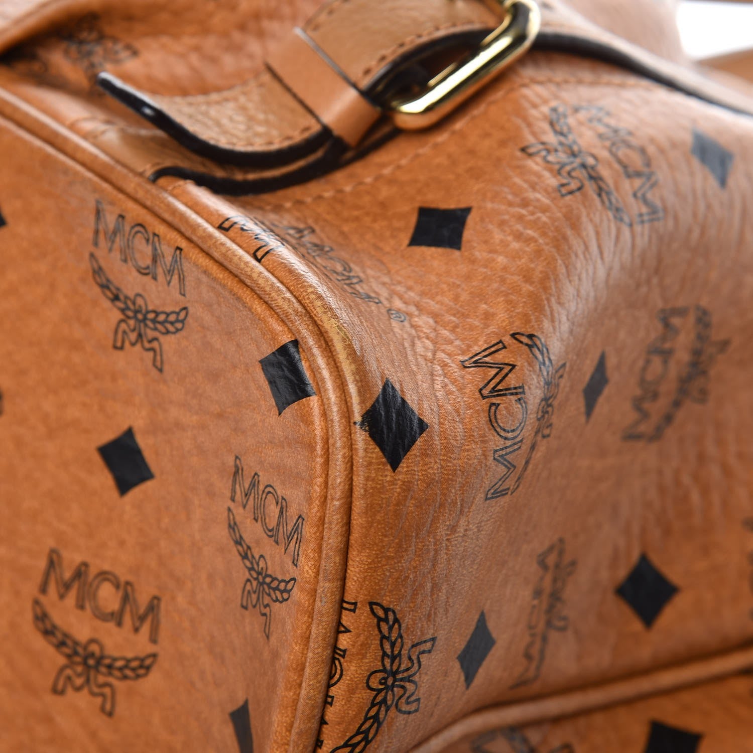 MCM Visetos Medium Essentials Shopper Tote Cognac 12 of 13