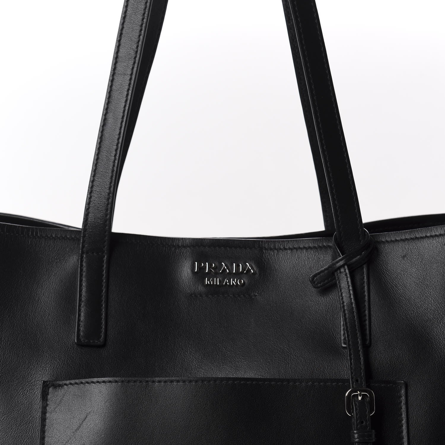 Prada City Calf Front Pocket Large Shopping Tote Black 9 of 9