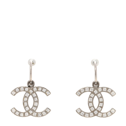 Chanel Baguette Crystal CC Dangle Earrings Silver 1 of 3