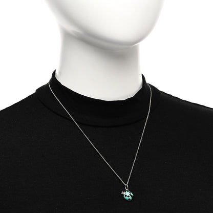 Tiffany Sterling Silver Enamel Ladybug Pendant Necklace Blue Black 2 of 4