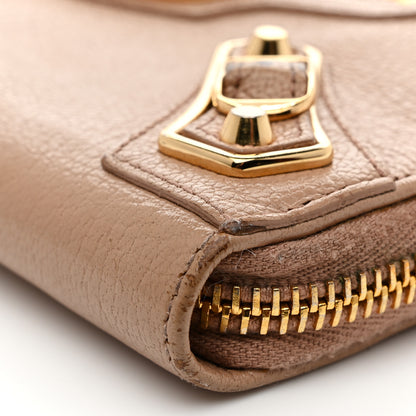 Balenciaga Chevre Gold Metallic Edge Hardware Continental Zip Around Wallet Rose Des Sables 10 of 12