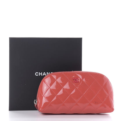 Chanel Patent Quilted Cosmetic Case Coral 10 of 10