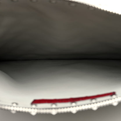 Valentino Garavani Sequin Vitello Rockstud Spike It Zip Pouch Silver 5 of 6