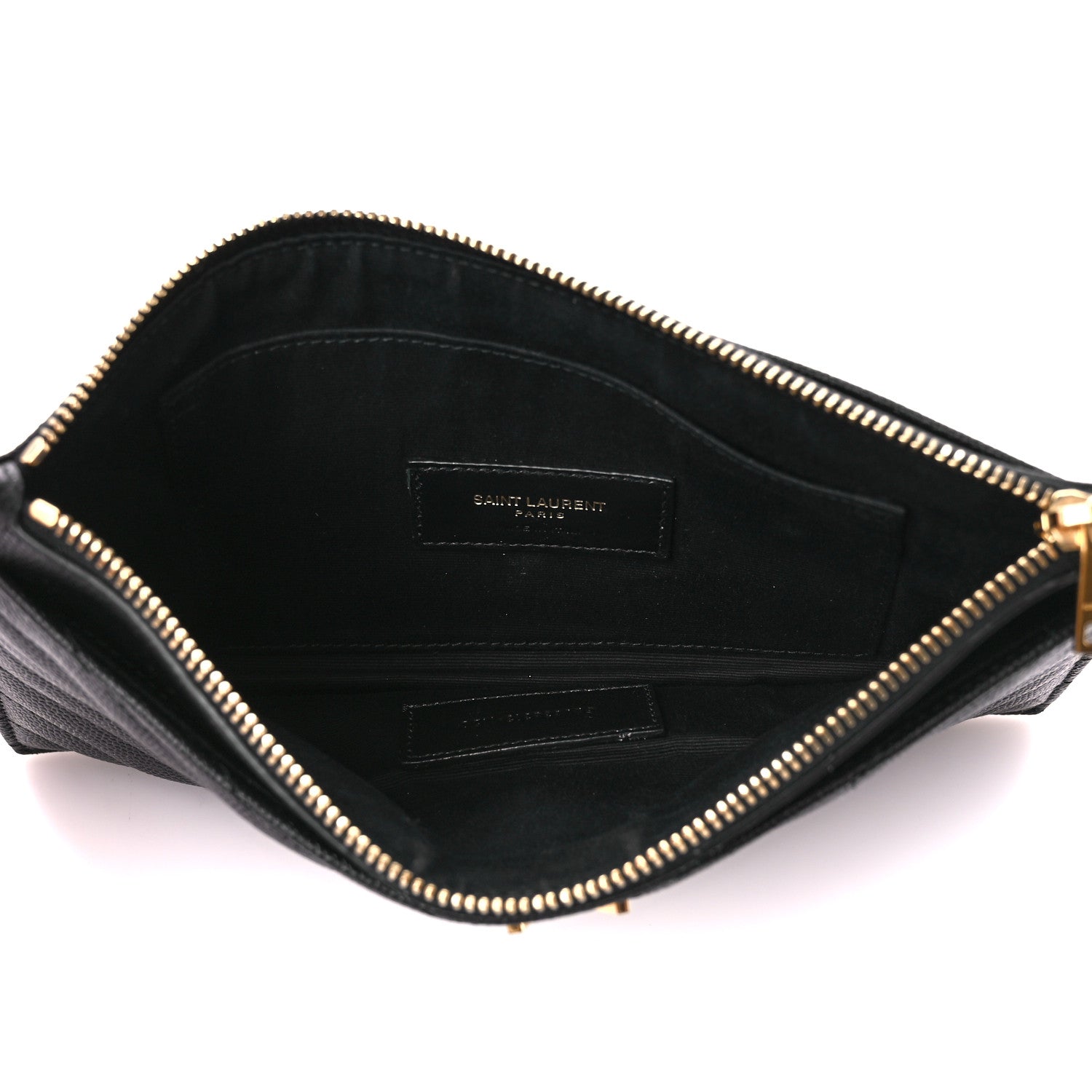 Saint Laurent Grain De Poudre Chevron Monogram Large Bill Pouch Black 5 of 11