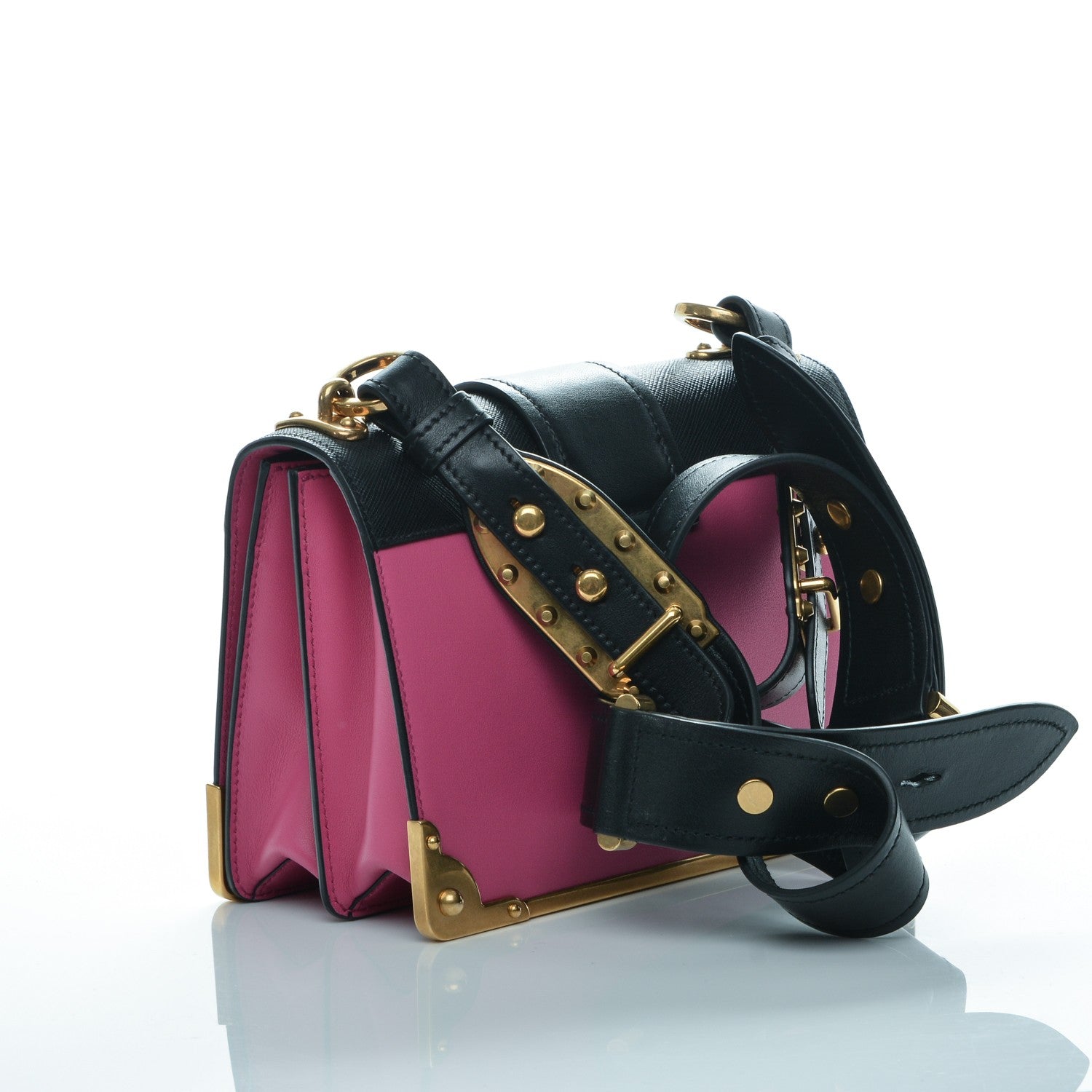Prada City Calf Saffiano Cahier Bag Fuxia Black 3 of 6