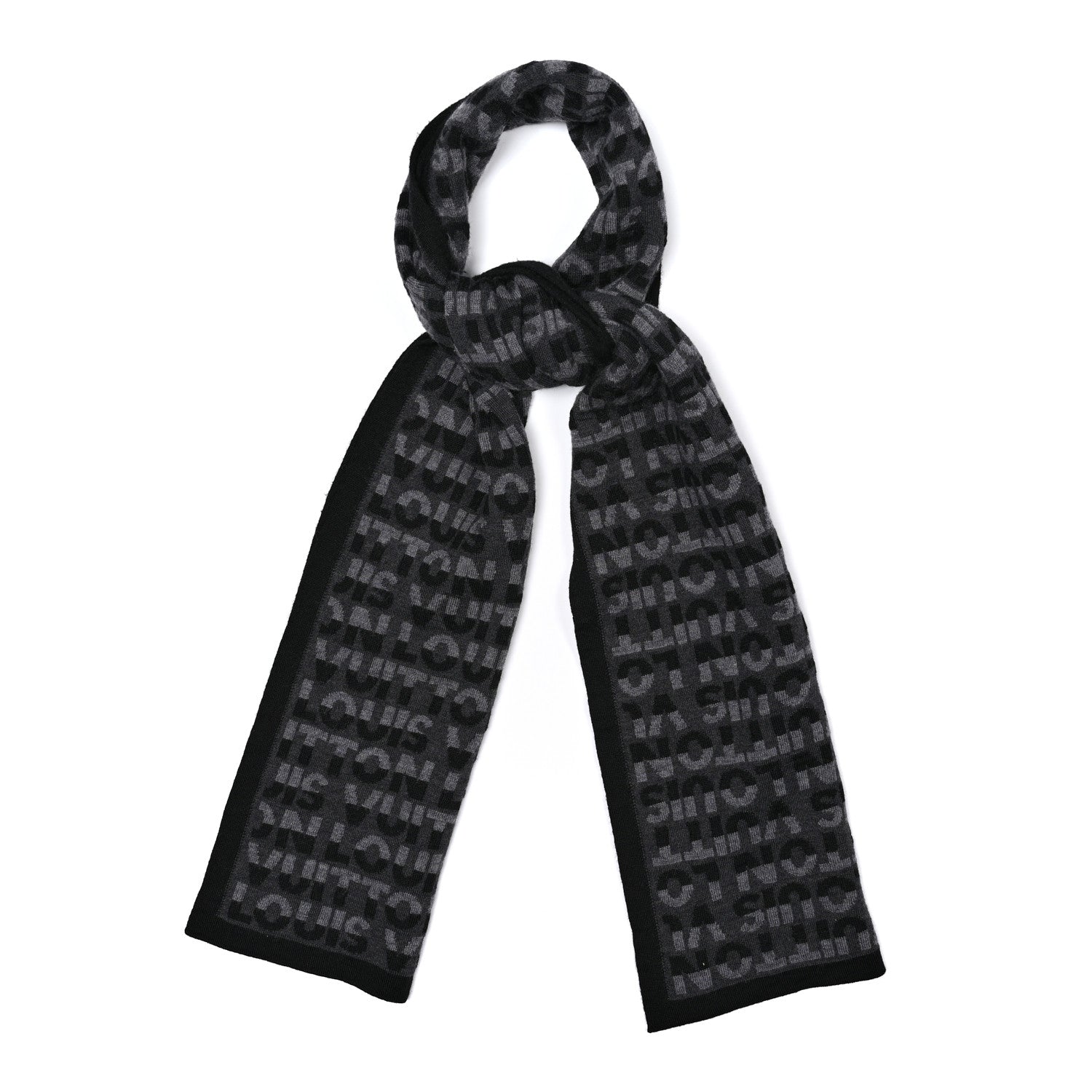 Louis Vuitton Wool LV Split Scarf Anthracite 1 of 3