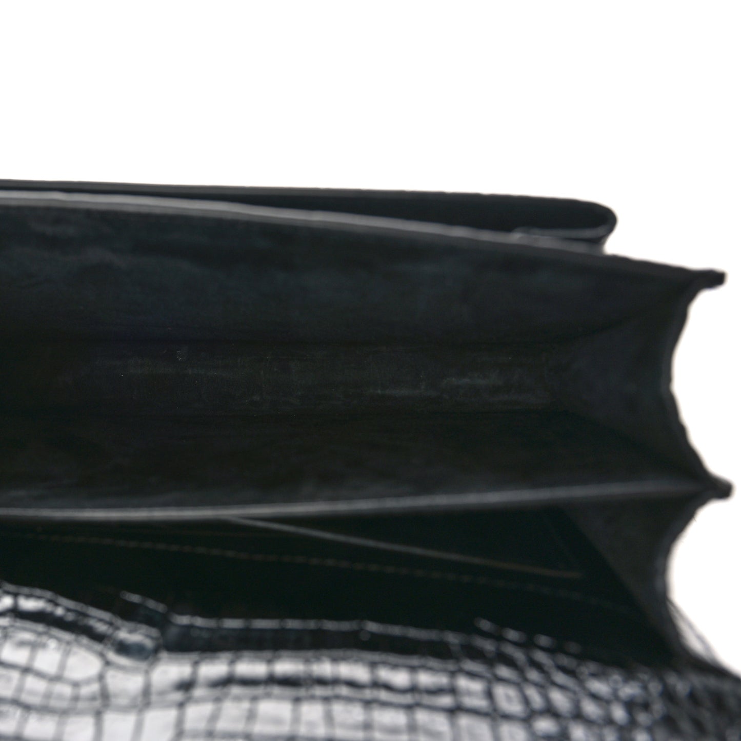 Calfskin Crocodile Embossed Medium Monogram Sunset Black