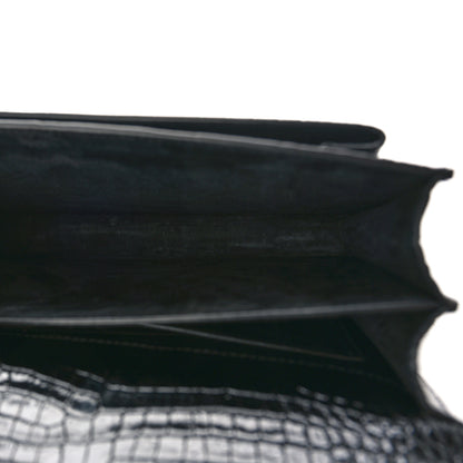 Saint Laurent Calfskin Crocodile Embossed Medium Monogram Sunset Black 5 of 8