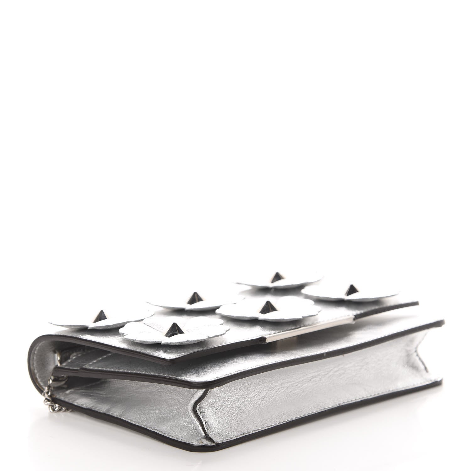 Fendi Vitello Catalan Mirror Flowerland Tube Wallet On Chain Argento 3 of 11