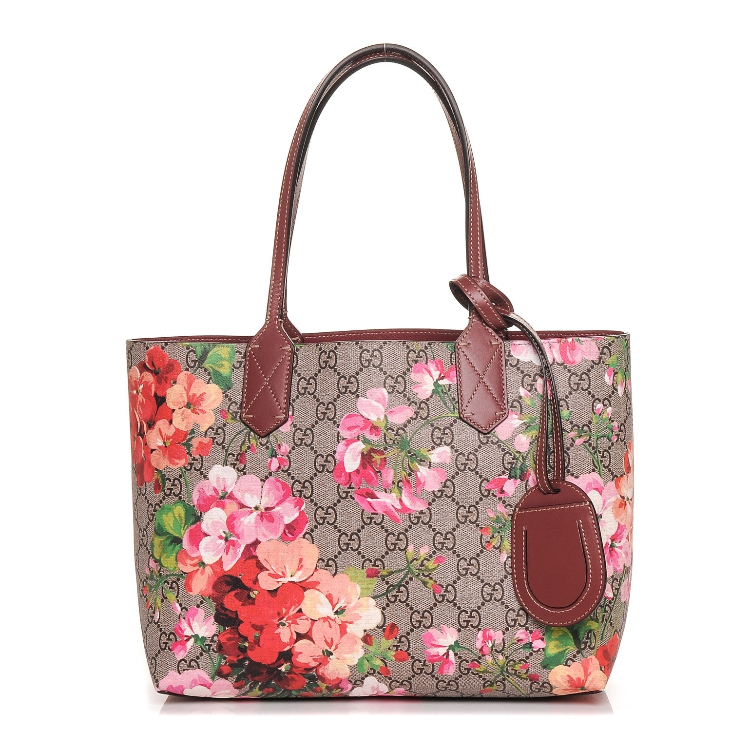 Gucci GG Supreme Monogram Blooms Small Reversible Tote Beige Multicolor Dry Rose 1 of 7