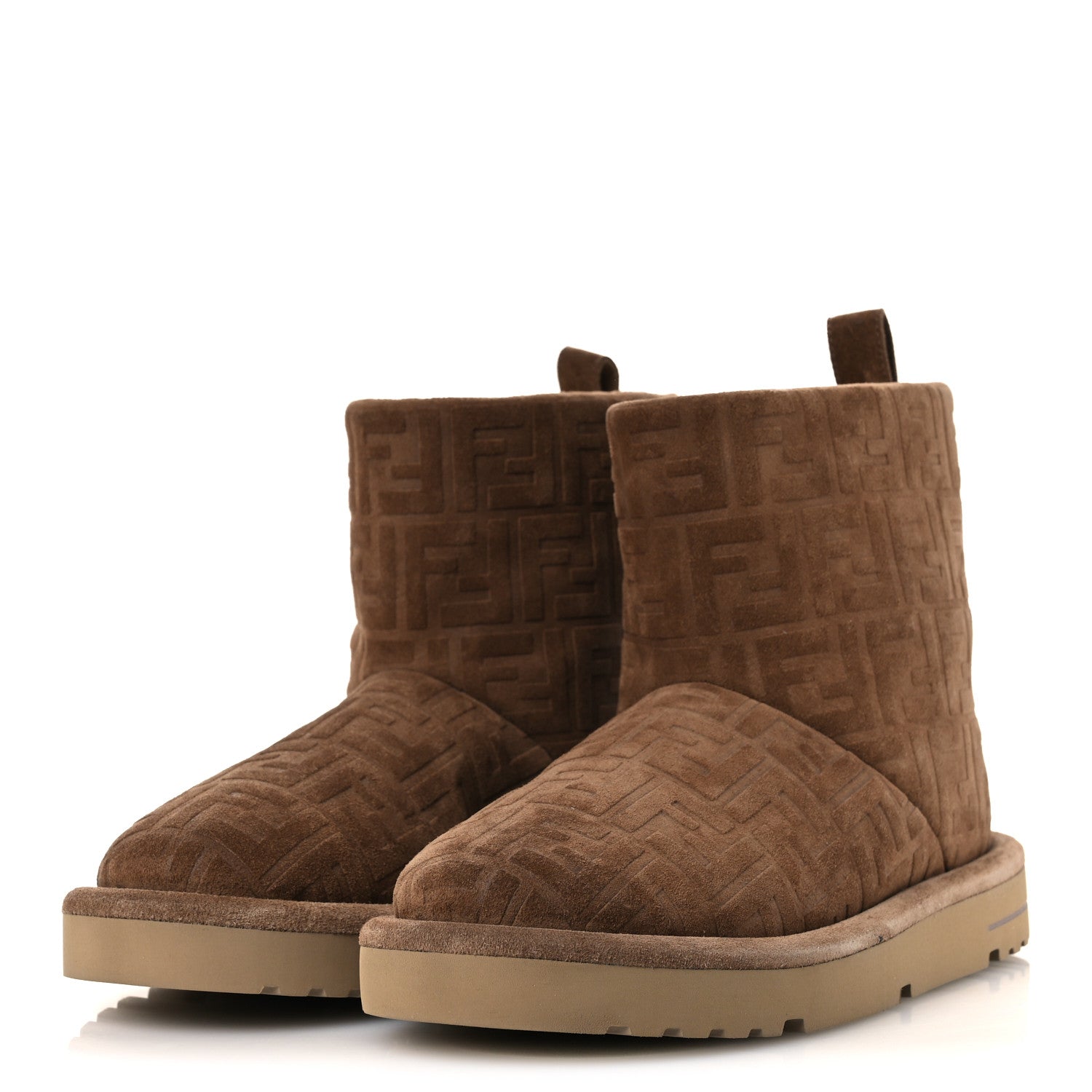 Fendi Suede Shearling FF Mens Afterski Boots 10 Tobacco Latte 4 of 11