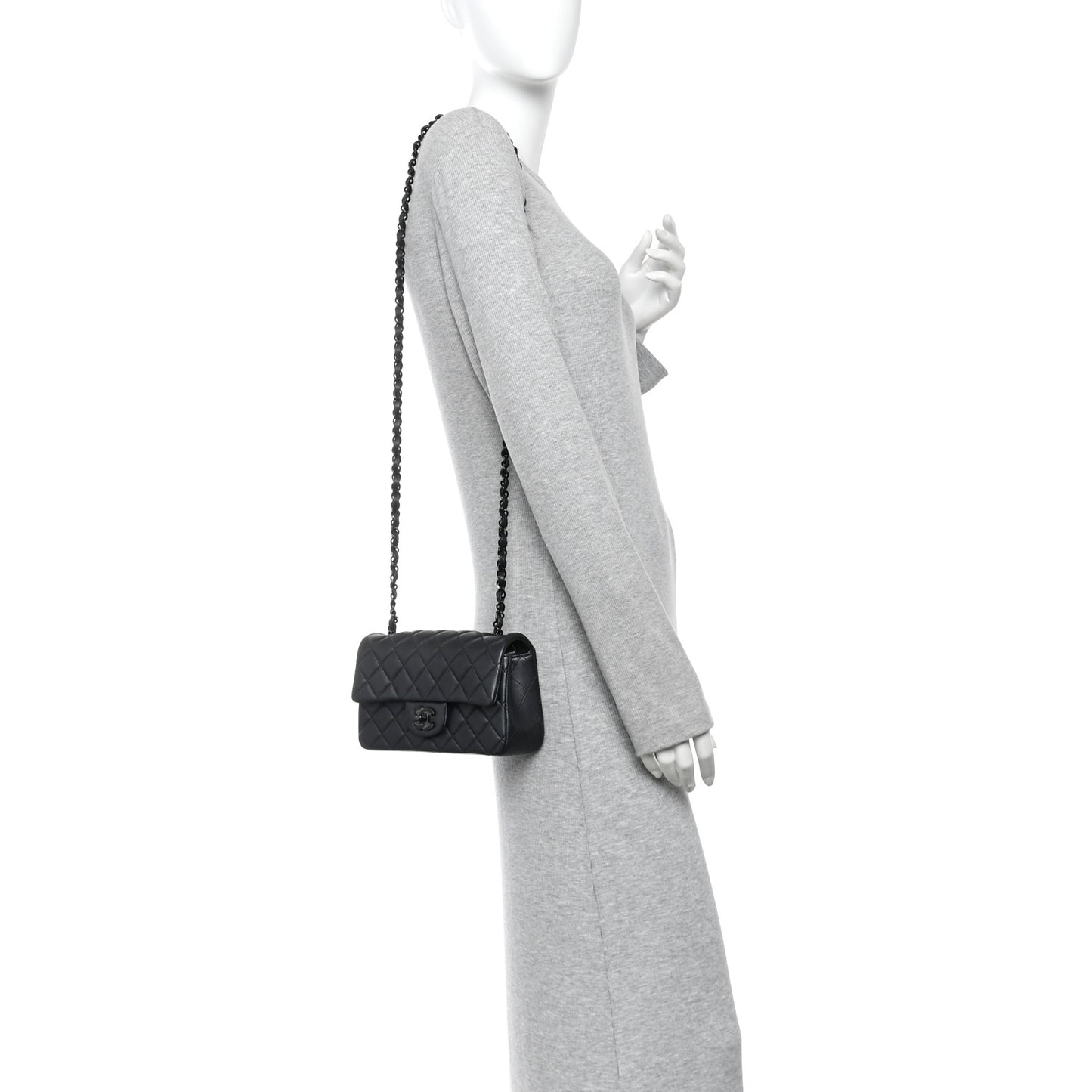 Lambskin Quilted Mini Rectangular Flap So Black