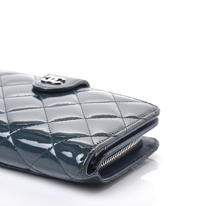 Chanel Patent Quilted Zip Pocket Wallet Blue 7 of 11