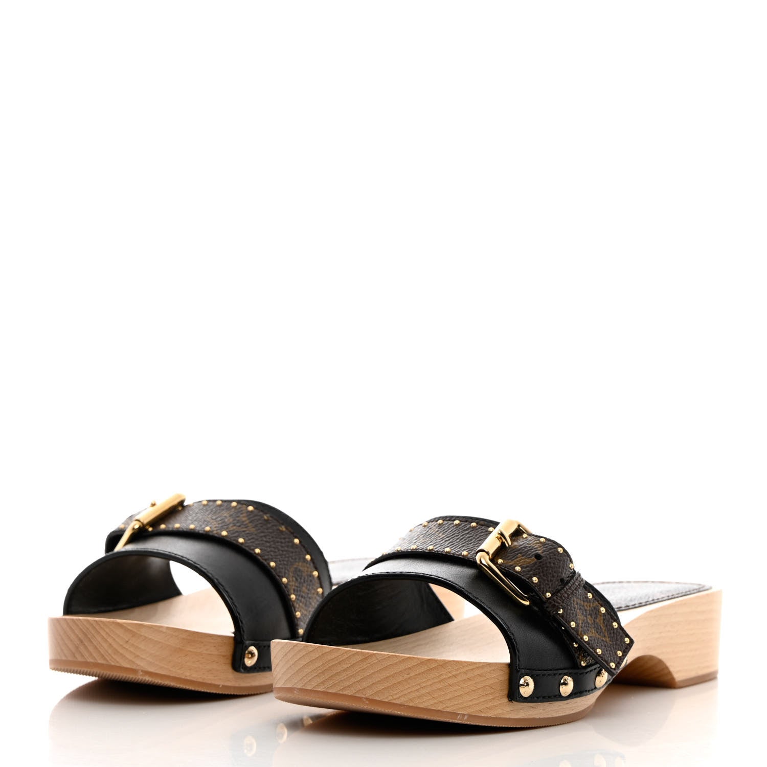 Louis Vuitton Calfskin Monogram Cottage Mules 38 Black 3 of 10