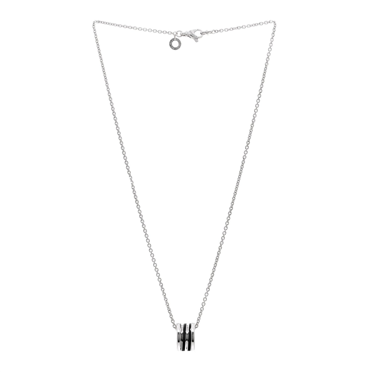 Bulgari 18K White Gold Black Enamel B.zero1 Pendant Necklace 3 of 4