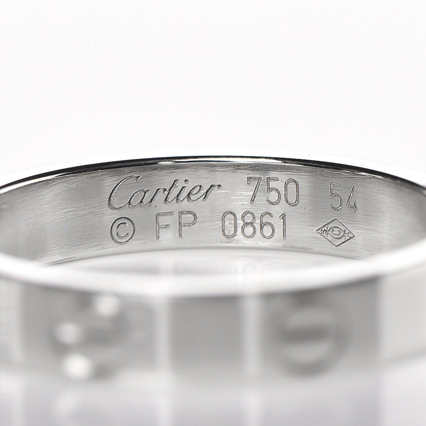 18K White Gold 3.5mm LOVE Wedding Band Ring 54 6.75