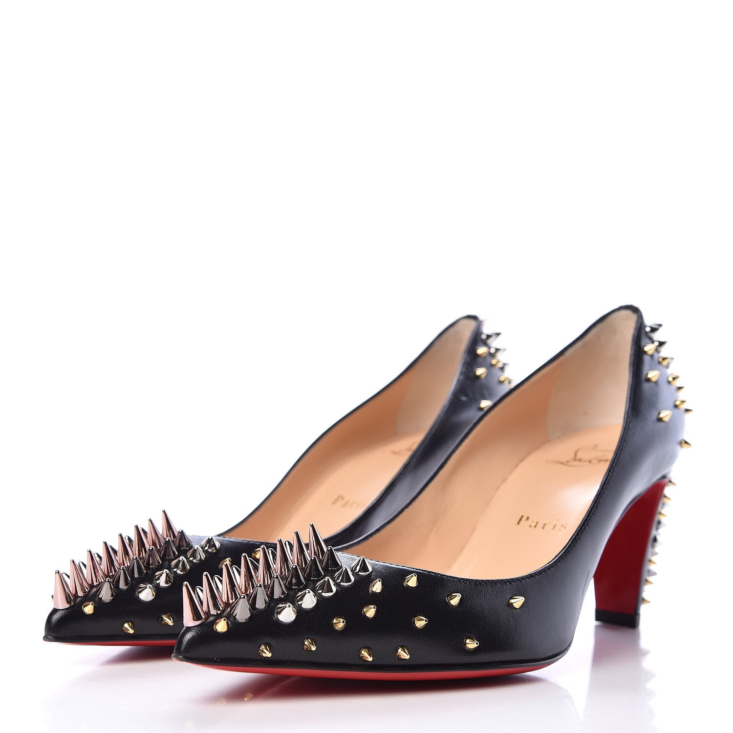 Christian Louboutin Shiny Nappa Goldopump Spikes 70 Pumps 36.5 Black 3 of 9