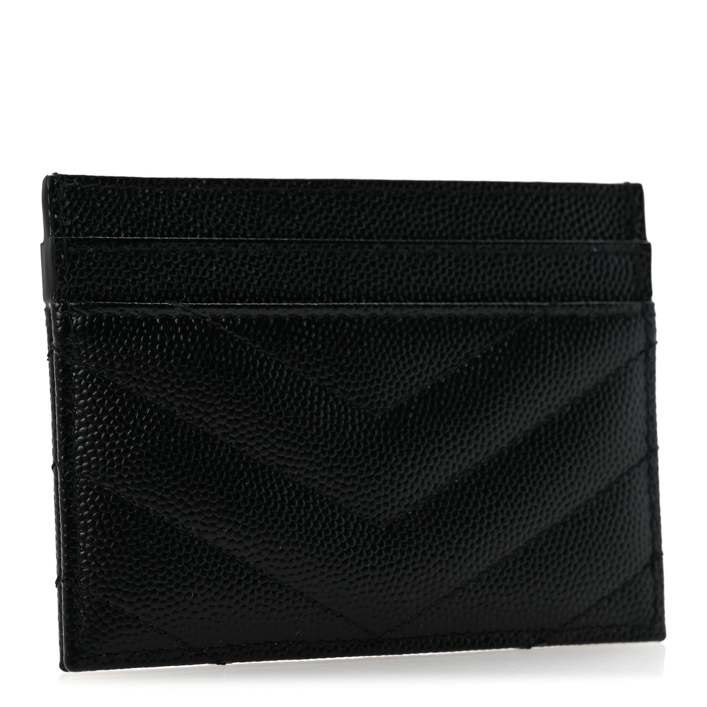 Grain De Poudre Matelasse Chevron Monogram Credit Card Case Black