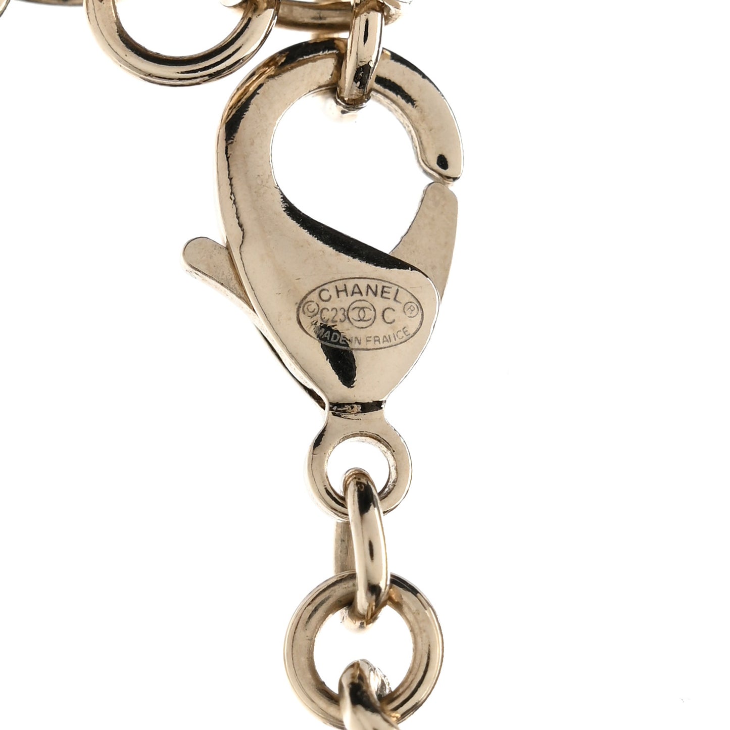 Crystal Glass Heart CC Necklace Gold