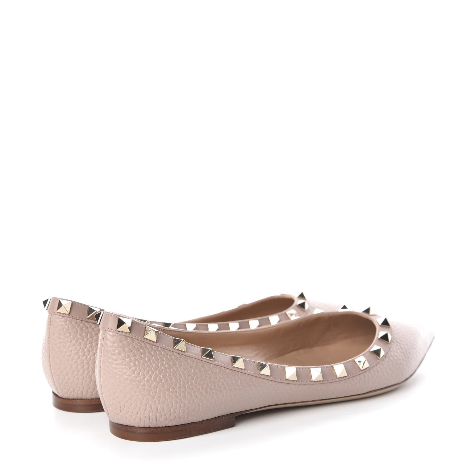 Valentino Garavani Pebbled Calfskin Rockstud Ballerina Flats 39.5 Poudre 4 of 8