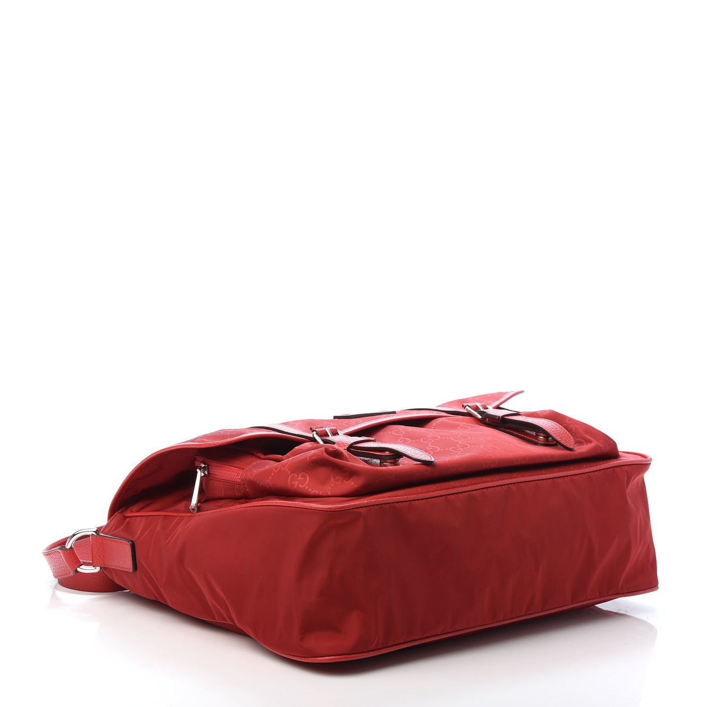 Nylon Monogram Double Buckle Flap Messenger Bag Vibrant Red