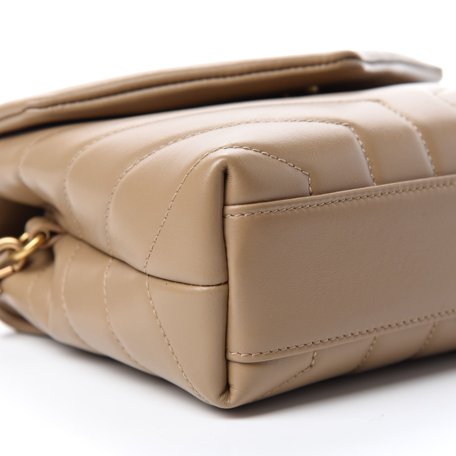 Saint Laurent Calfskin Y Quilted Monogram Toy Loulou Crossbody Bag Latte 6 of 12