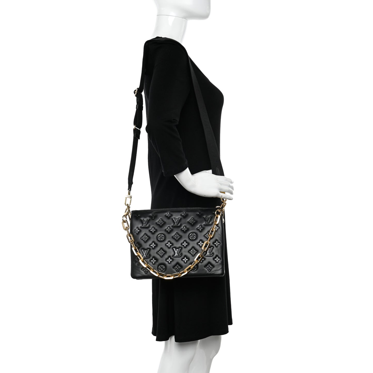 Lambskin Embossed Monogram Coussin PM Black