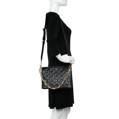Louis Vuitton Lambskin Embossed Monogram Coussin PM Black 2 of 12