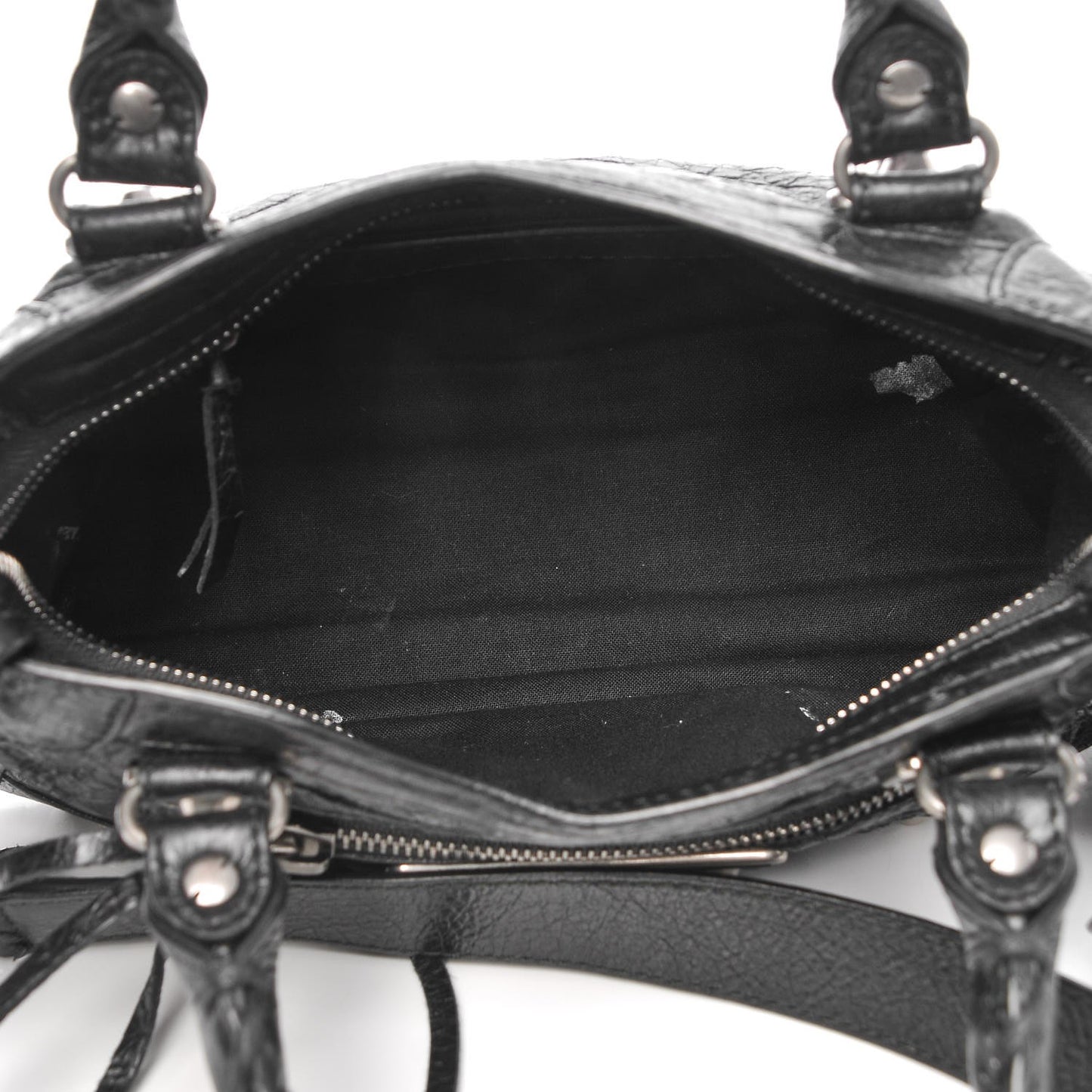 Agneau Silver Metallic Edge Hardware Mini City Black